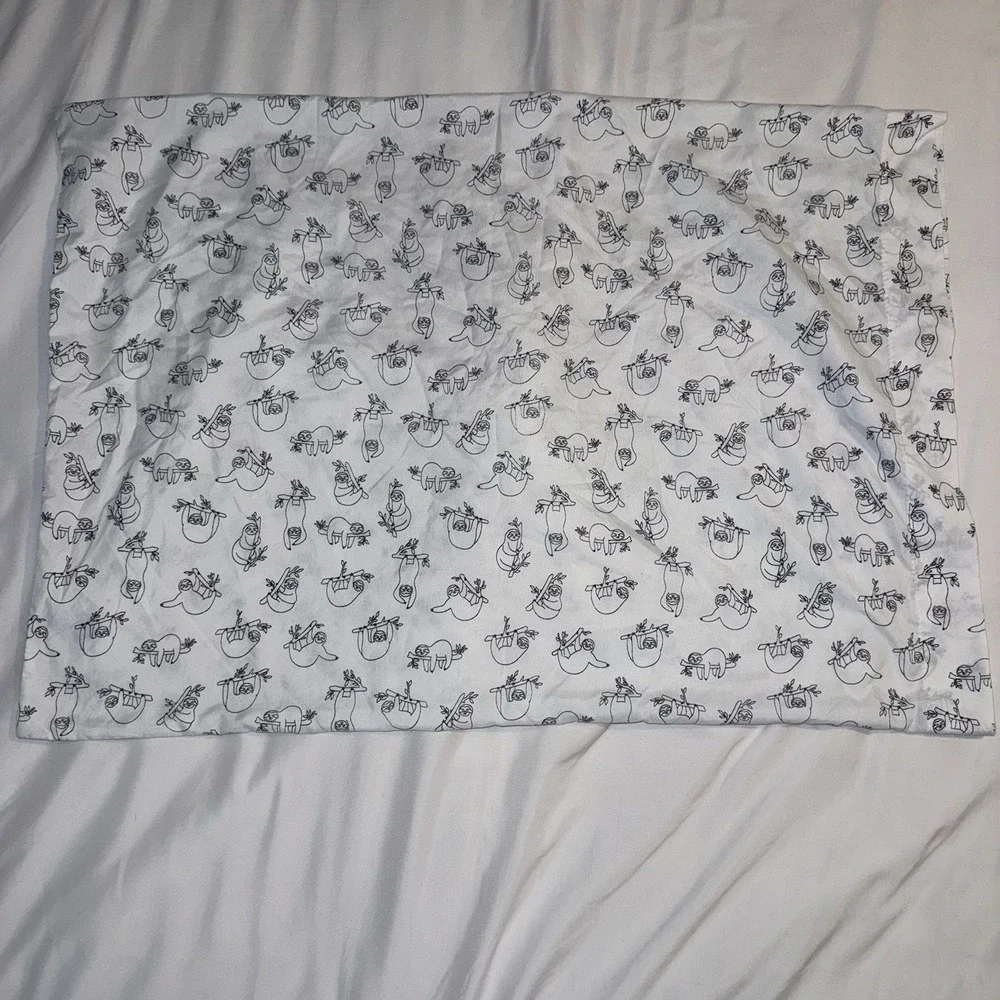 Sloth Pillowcase Double Sided White Black Animal Print Standard Bedding